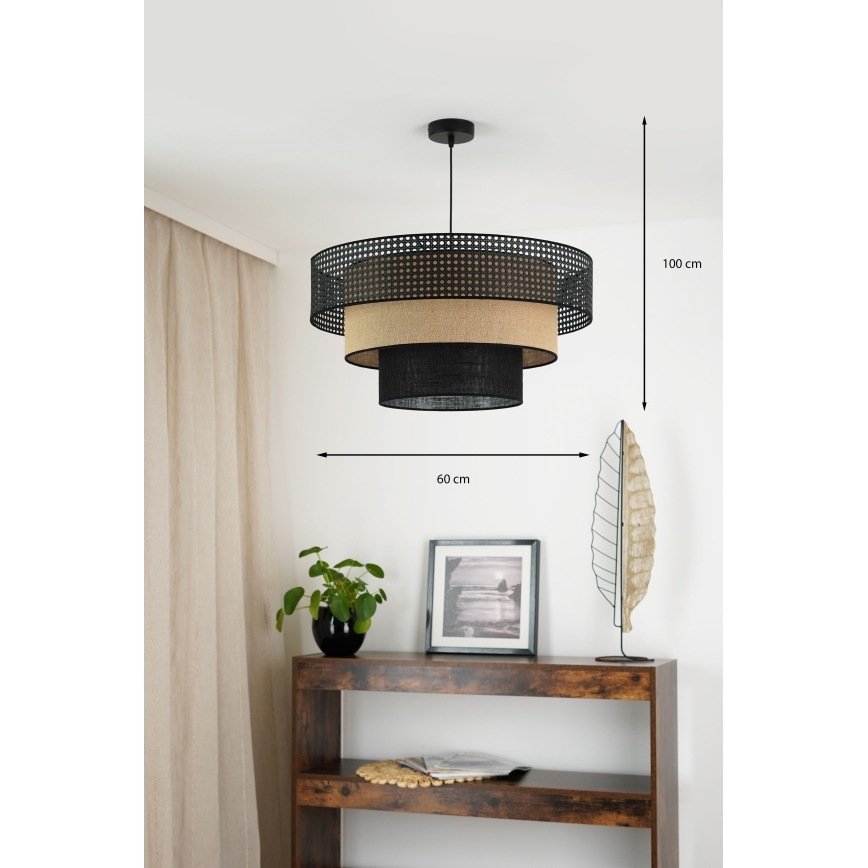 Brilagi - Candeeiro suspenso DAKOTA LUNETA 1xE27/15W/230V diâmetro 60 cm preto/bege