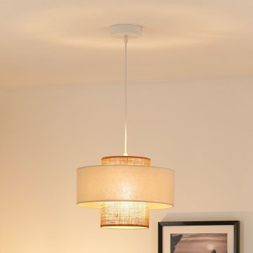 Brilagi - Candeeiro suspenso DALLAS 1xE27/15W/230V diâmetro 30 cm castanho/creme/branco