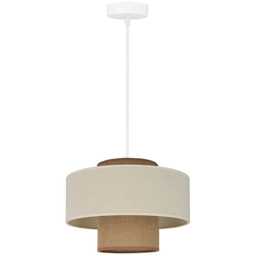Brilagi - Candeeiro suspenso DALLAS 1xE27/15W/230V diâmetro 30 cm castanho/creme/branco