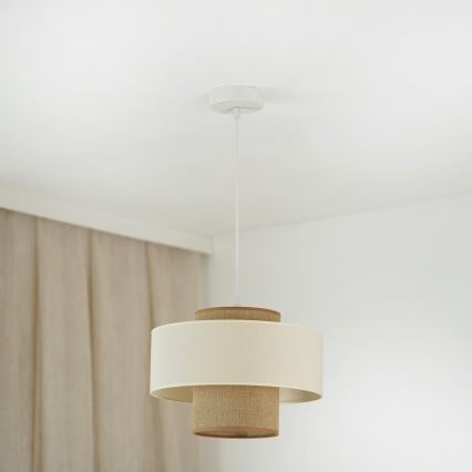 Brilagi - Candeeiro suspenso DALLAS 1xE27/15W/230V diâmetro 30 cm castanho/creme/branco