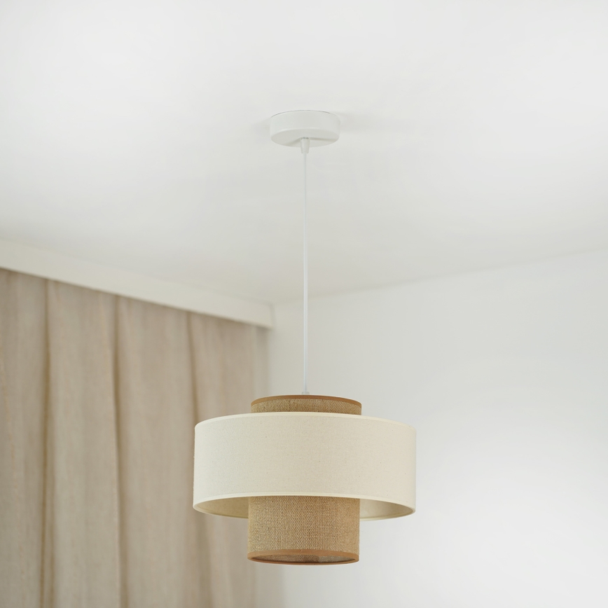 Brilagi - Candeeiro suspenso DALLAS 1xE27/15W/230V diâmetro 30 cm castanho/creme/branco