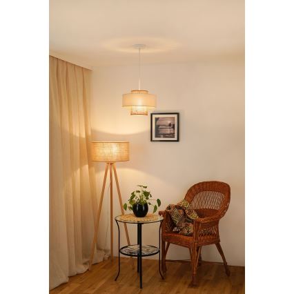 Brilagi - Candeeiro suspenso DALLAS 1xE27/15W/230V diâmetro 30 cm castanho/creme/branco