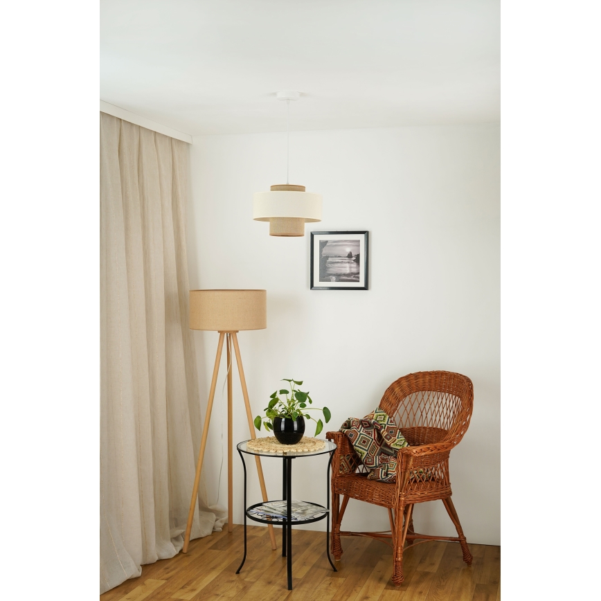 Brilagi - Candeeiro suspenso DALLAS 1xE27/15W/230V diâmetro 30 cm castanho/creme/branco