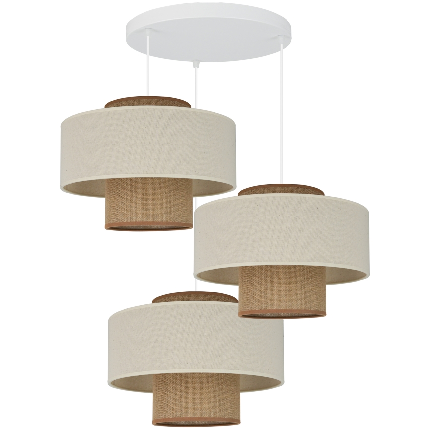 Brilagi - Candeeiro suspenso DALLAS 3xE27/15W/230V castanho/creme/branco