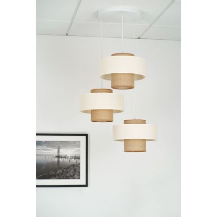 Brilagi - Candeeiro suspenso DALLAS 3xE27/15W/230V castanho/creme/branco