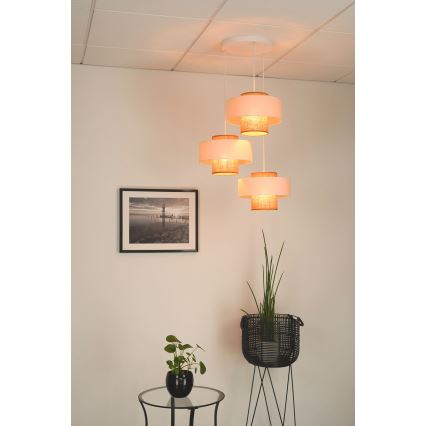 Brilagi - Candeeiro suspenso DALLAS 3xE27/15W/230V castanho/creme/branco