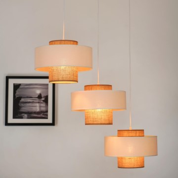 Brilagi - Candeeiro suspenso DALLAS 3xE27/15W/230V castanho/creme/branco