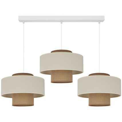 Brilagi - Candeeiro suspenso DALLAS 3xE27/15W/230V castanho/creme/branco