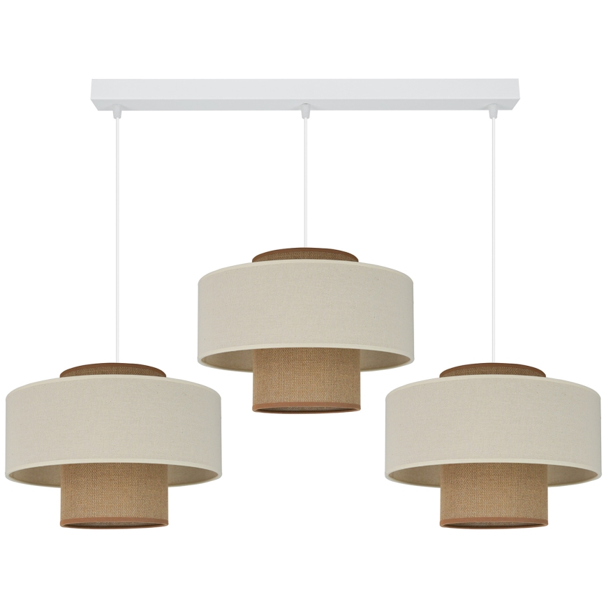 Brilagi - Candeeiro suspenso DALLAS 3xE27/15W/230V castanho/creme/branco