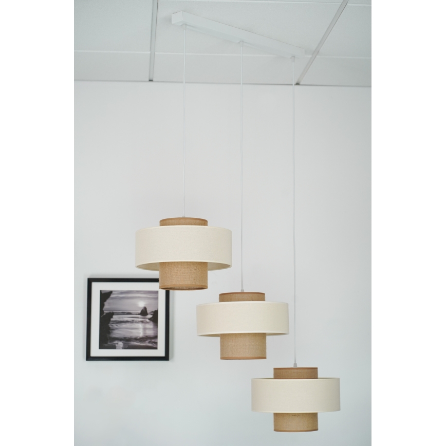 Brilagi - Candeeiro suspenso DALLAS 3xE27/15W/230V castanho/creme/branco