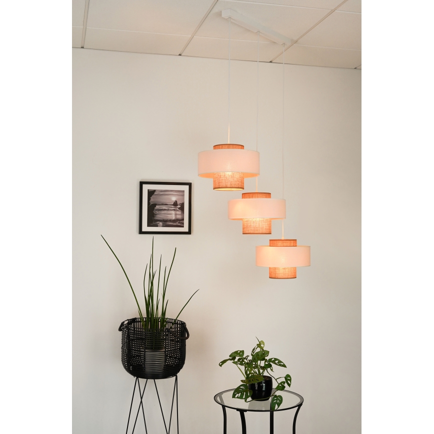 Brilagi - Candeeiro suspenso DALLAS 3xE27/15W/230V castanho/creme/branco