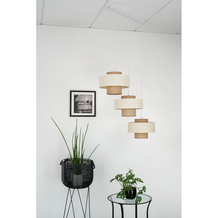 Brilagi - Candeeiro suspenso DALLAS 3xE27/15W/230V castanho/creme/branco