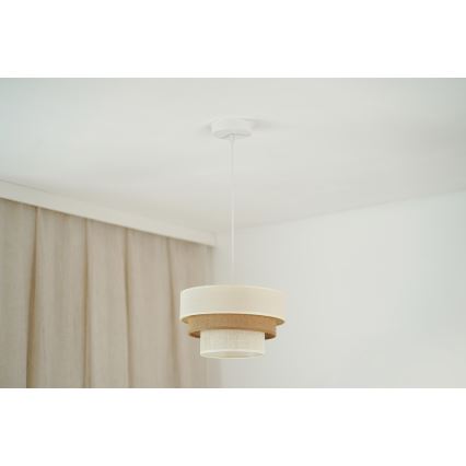 Brilagi - Candeeiro suspenso DENVER LUNETA 1xE27/15W/230V diâmetro 25 cm bege/castanho/creme