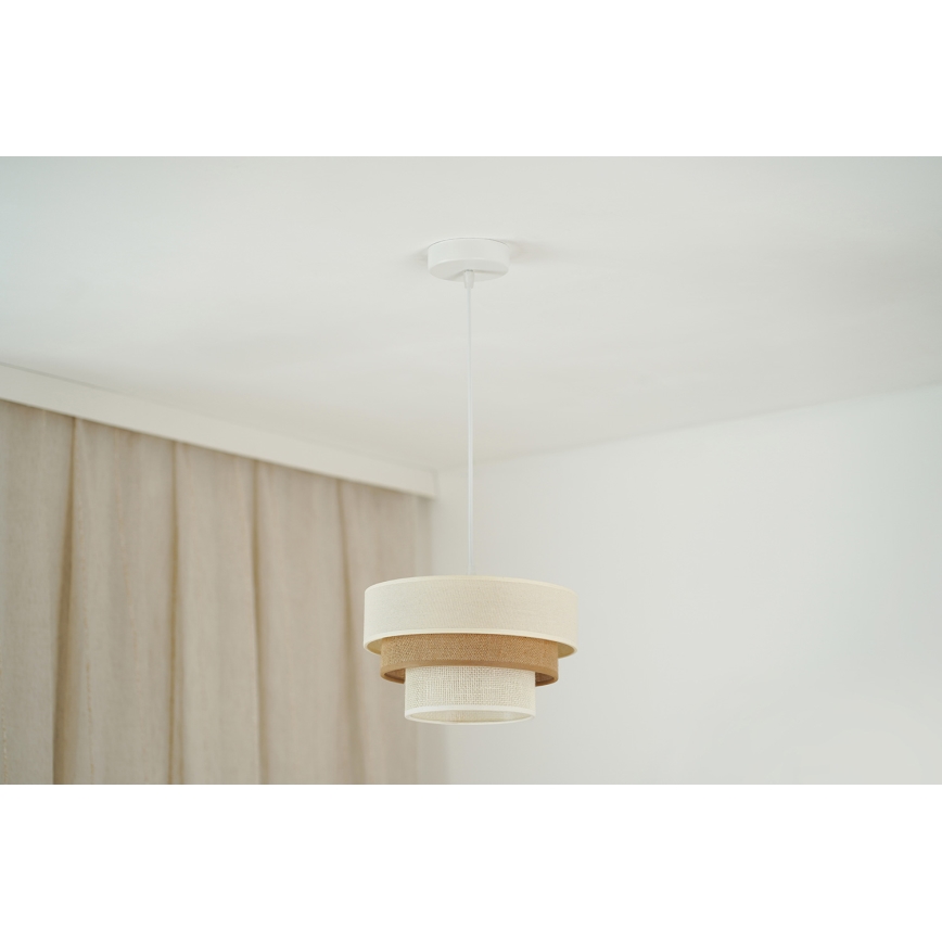 Brilagi - Candeeiro suspenso DENVER LUNETA 1xE27/15W/230V diâmetro 25 cm bege/castanho/creme