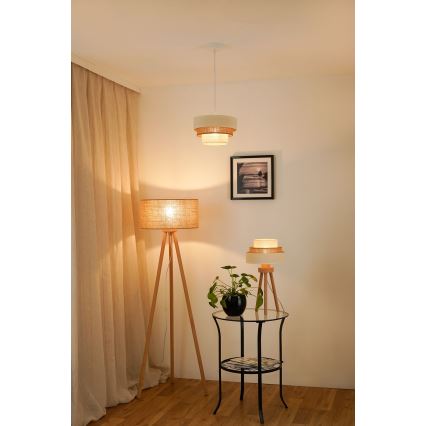 Brilagi - Candeeiro suspenso DENVER LUNETA 1xE27/15W/230V diâmetro 25 cm bege/castanho/creme