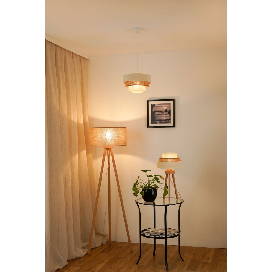 Brilagi - Candeeiro suspenso DENVER LUNETA 1xE27/15W/230V diâmetro 25 cm bege/castanho/creme