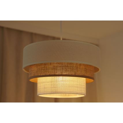 Brilagi - Candeeiro suspenso DENVER LUNETA 1xE27/15W/230V diâmetro 25 cm bege/castanho/creme