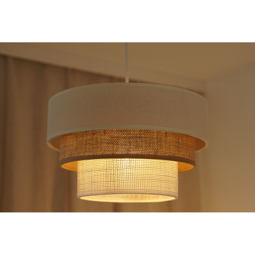 Brilagi - Candeeiro suspenso DENVER LUNETA 1xE27/15W/230V diâmetro 25 cm bege/castanho/creme