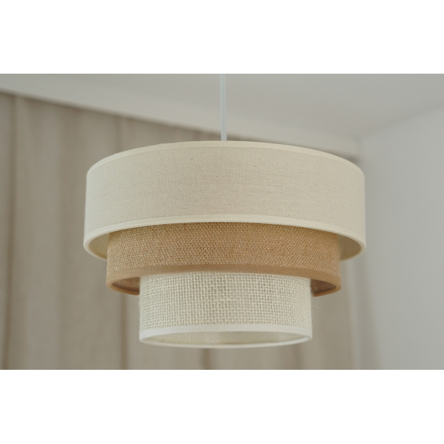 Brilagi - Candeeiro suspenso DENVER LUNETA 1xE27/15W/230V diâmetro 25 cm bege/castanho/creme
