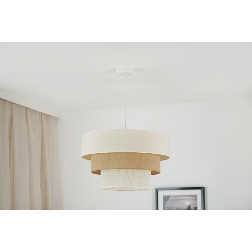 Brilagi - Candeeiro suspenso DENVER LUNETA 1xE27/15W/230V diâmetro 45 cm bege/castanho/creme