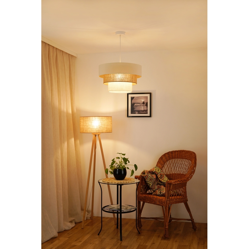 Brilagi - Candeeiro suspenso DENVER LUNETA 1xE27/15W/230V diâmetro 45 cm bege/castanho/creme