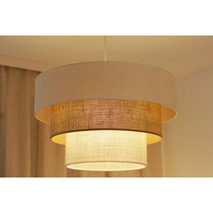 Brilagi - Candeeiro suspenso DENVER LUNETA 1xE27/15W/230V diâmetro 45 cm bege/castanho/creme