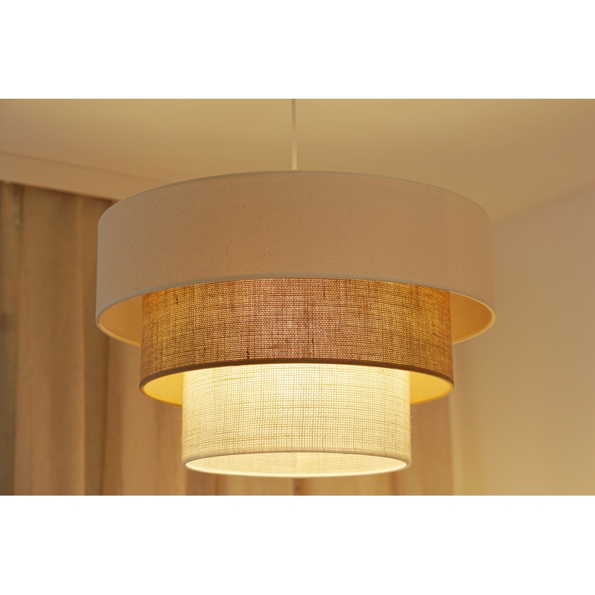 Brilagi - Candeeiro suspenso DENVER LUNETA 1xE27/15W/230V diâmetro 45 cm bege/castanho/creme