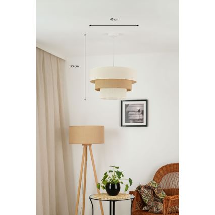 Brilagi - Candeeiro suspenso DENVER LUNETA 1xE27/15W/230V diâmetro 45 cm bege/castanho/creme