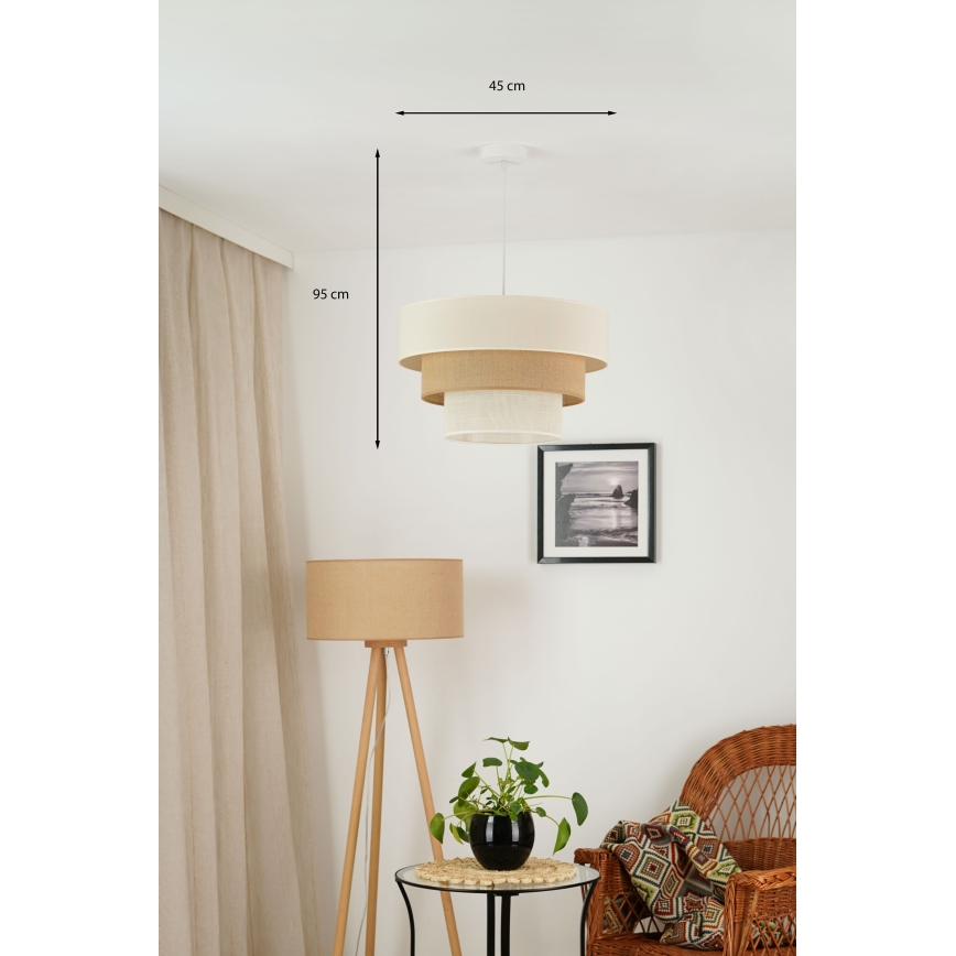 Brilagi - Candeeiro suspenso DENVER LUNETA 1xE27/15W/230V diâmetro 45 cm bege/castanho/creme