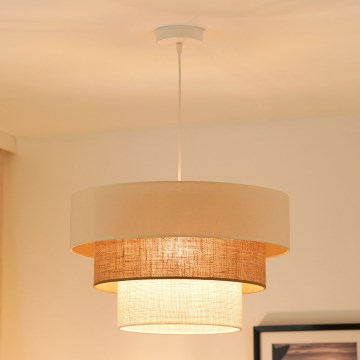 Brilagi - Candeeiro suspenso DENVER LUNETA 1xE27/15W/230V diâmetro 45 cm bege/castanho/creme