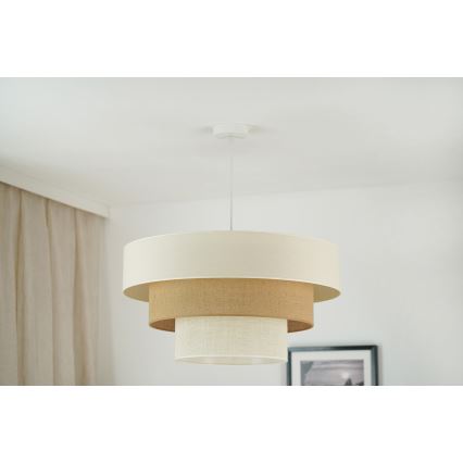 Brilagi - Candeeiro suspenso DENVER LUNETA 1xE27/15W/230V diâmetro 60 cm bege/castanho/creme
