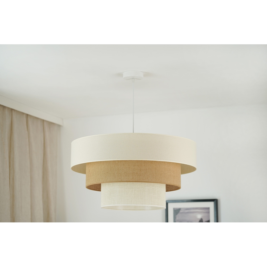 Brilagi - Candeeiro suspenso DENVER LUNETA 1xE27/15W/230V diâmetro 60 cm bege/castanho/creme