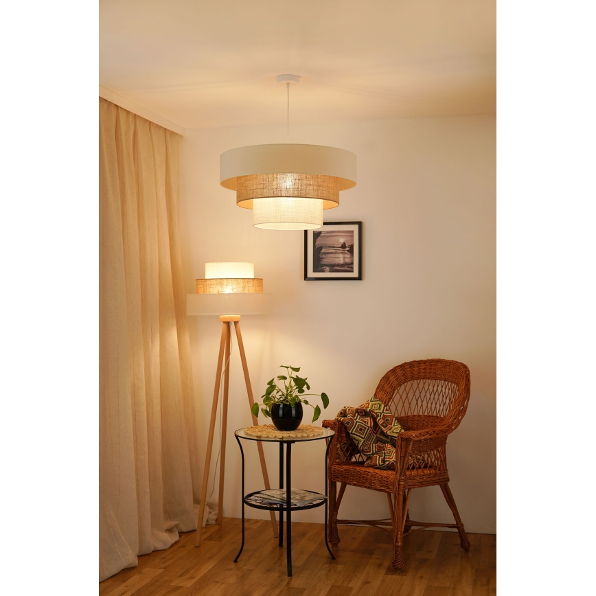 Brilagi - Candeeiro suspenso DENVER LUNETA 1xE27/15W/230V diâmetro 60 cm bege/castanho/creme