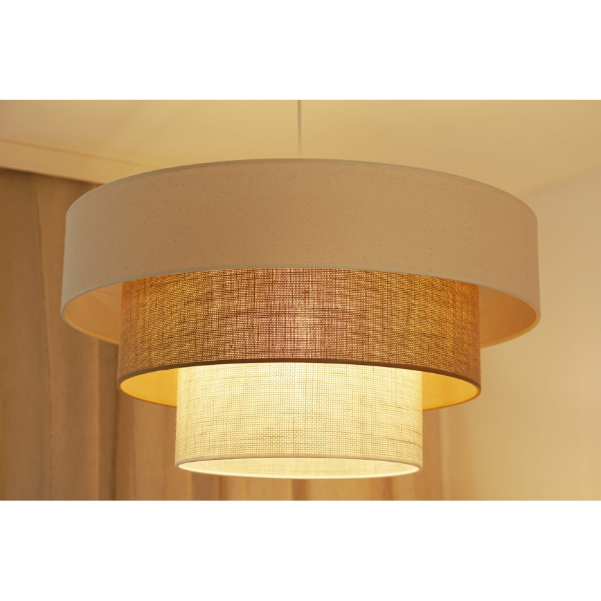 Brilagi - Candeeiro suspenso DENVER LUNETA 1xE27/15W/230V diâmetro 60 cm bege/castanho/creme