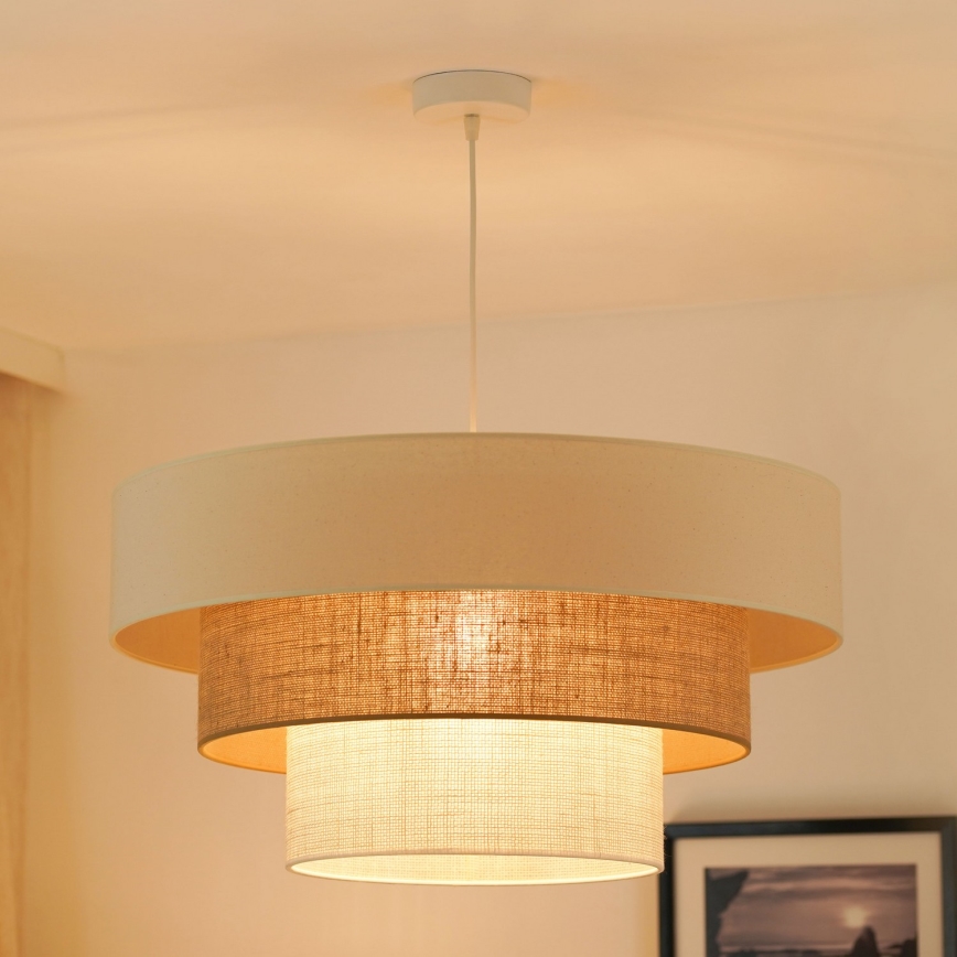 Brilagi - Candeeiro suspenso DENVER LUNETA 1xE27/15W/230V diâmetro 60 cm bege/castanho/creme