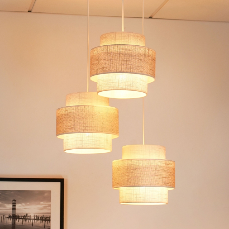 Brilagi - Candeeiro suspenso DOVER SPACE 3xE27/15W/230V cinzento/creme