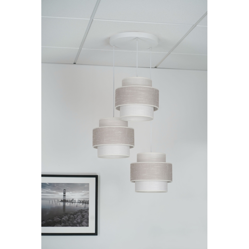 Brilagi - Candeeiro suspenso DOVER SPACE 3xE27/15W/230V cinzento/creme