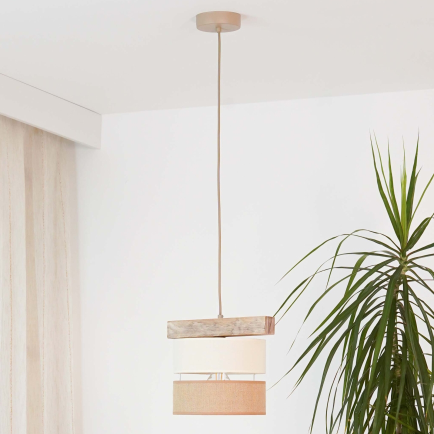 Brilagi - Candeeiro suspenso FOREST 1xE27/15W/230V pinho/bege/creme