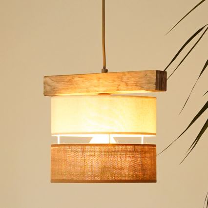 Brilagi - Candeeiro suspenso FOREST 1xE27/15W/230V pinho/bege/creme