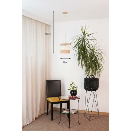 Brilagi - Candeeiro suspenso FOREST 1xE27/15W/230V pinho/bege/creme
