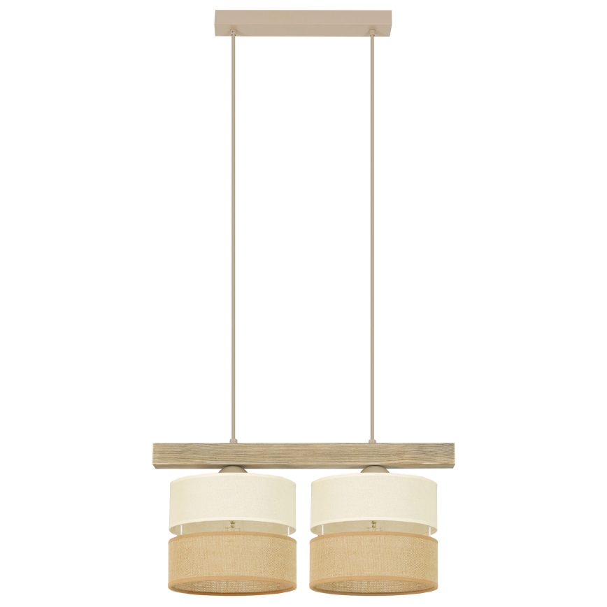 Brilagi - Candeeiro suspenso FOREST 2xE27/15W/230V pinho/bege/creme