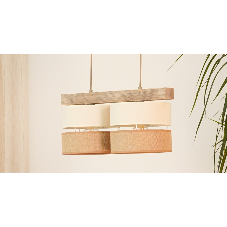 Brilagi - Candeeiro suspenso FOREST 2xE27/15W/230V pinho/bege/creme