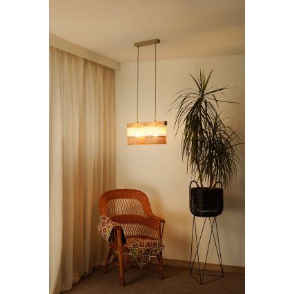 Brilagi - Candeeiro suspenso FOREST 2xE27/15W/230V pinho/bege/creme