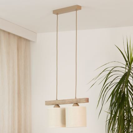Brilagi - Candeeiro suspenso FOREST 2xE27/15W/230V pinho/castanho/creme