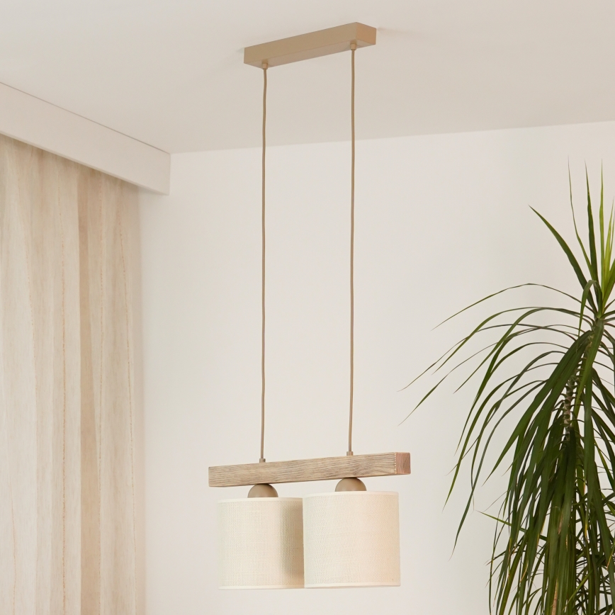 Brilagi - Candeeiro suspenso FOREST 2xE27/15W/230V pinho/castanho/creme