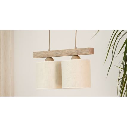 Brilagi - Candeeiro suspenso FOREST 2xE27/15W/230V pinho/castanho/creme