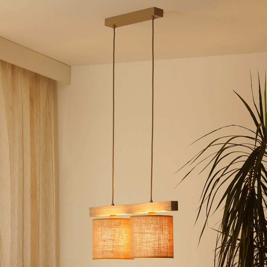 Brilagi - Candeeiro suspenso FOREST 2xE27/15W/230V pinho/castanho