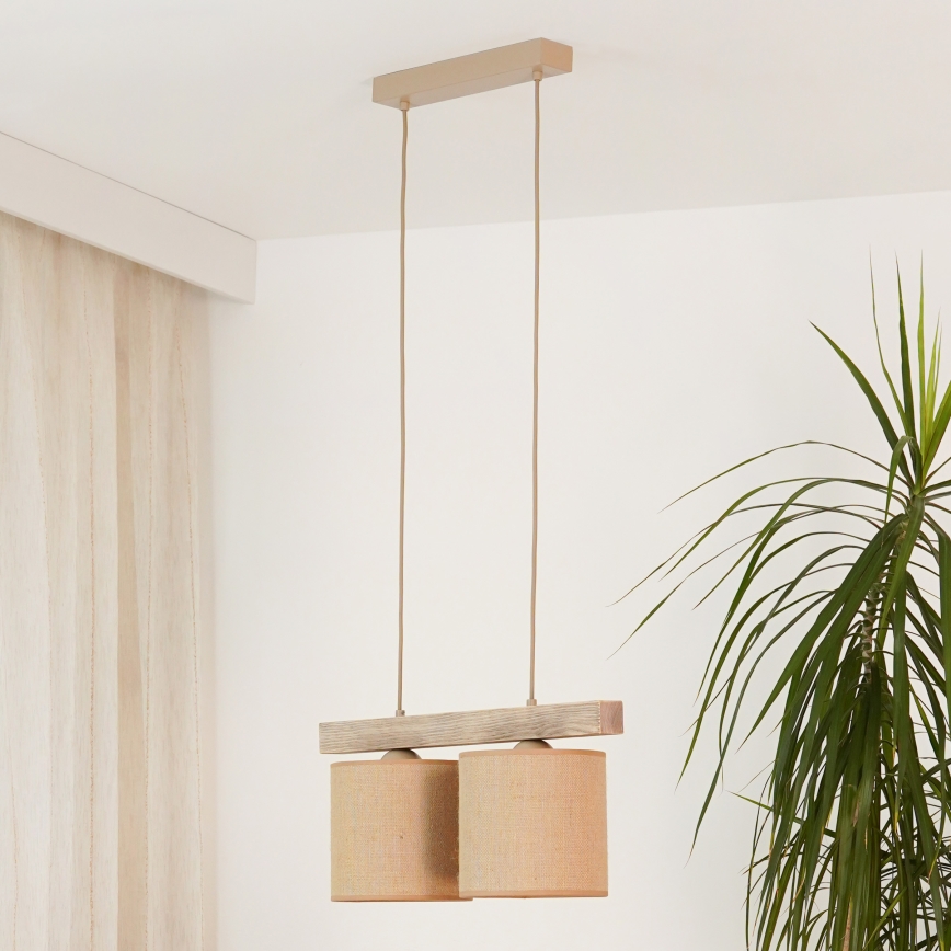 Brilagi - Candeeiro suspenso FOREST 2xE27/15W/230V pinho/castanho