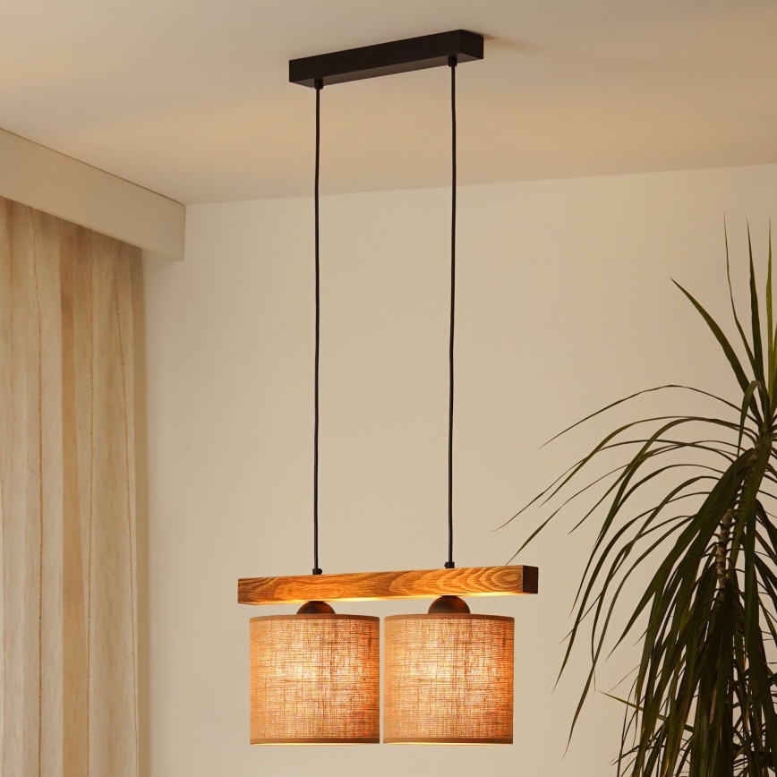 Brilagi - Candeeiro suspenso FOREST 2xE27/15W/230V pinho/castanho/preto