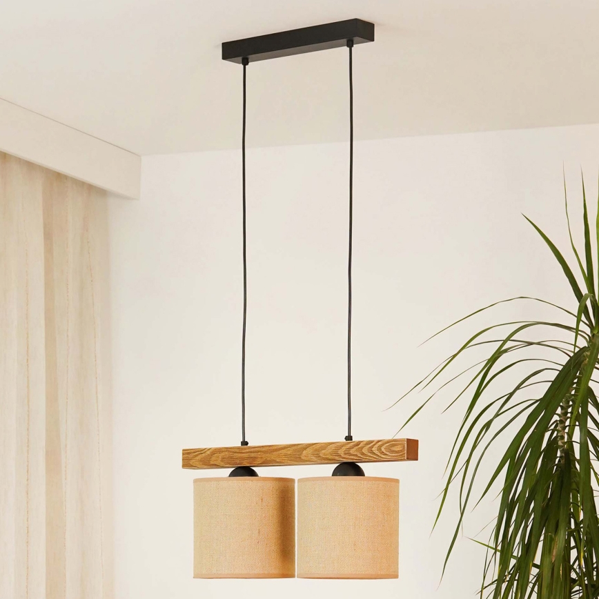 Brilagi - Candeeiro suspenso FOREST 2xE27/15W/230V pinho/castanho/preto